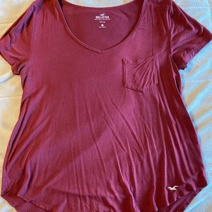 Hollister Short Sleeve Tee-Maroon